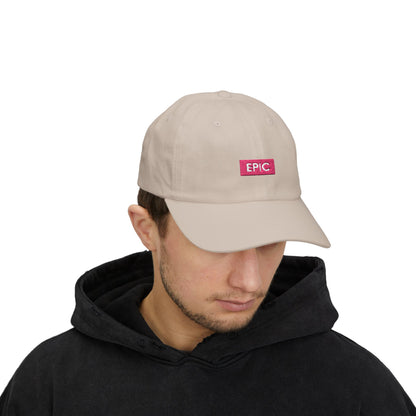 Model wearing beige Arc Raiders Epic Loot hat with embroidered front design