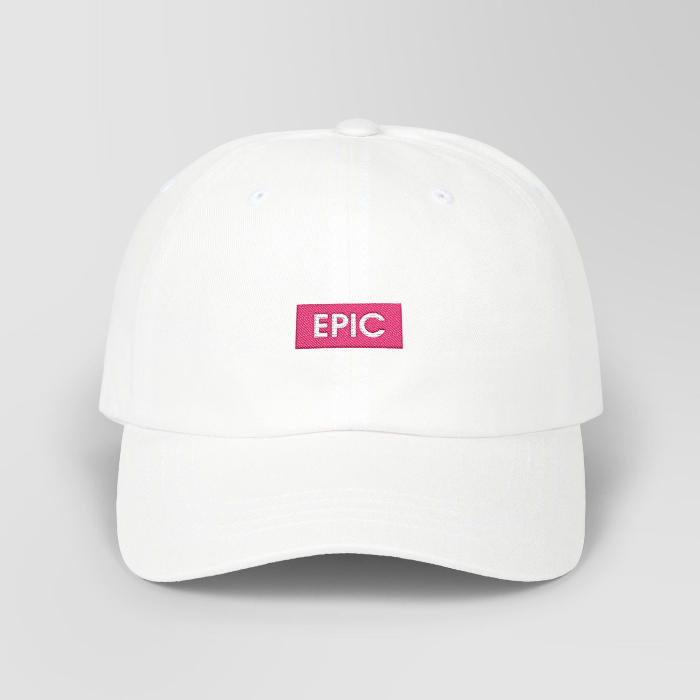 White cotton Arc Raiders Epic Loot cap with minimalist gaming graphic