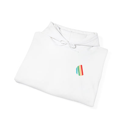 Close-up of Arc Raiders front logo print on white hoodie fabric